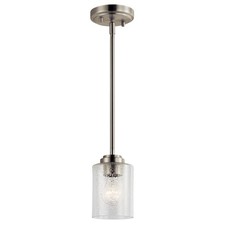 KICHLER Winslow 1-Light Brushed Nickel Mini Pendant with Clear Seeded Glass picture