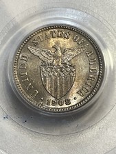 1908 S Philippines 10 Centavos - PCGS AU58 picture