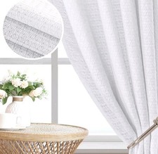 H.VERSAILTEX White Semi Sheer Curtains Linen Boho Curtains 96 Inches picture