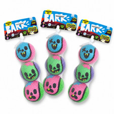 Bark Halloween Muttster Madness Zombie Head Dog Squeaky Tennis Balls 3x 3pk XS-M picture