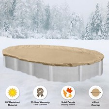 18'x34' Oval Above Ground HEAVIEST Tan Winter Swimming Pool Solid Cover 20 Yr picture