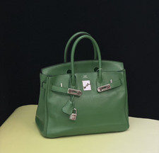 AUTH Hermès Birkin 30 Cactus Green Togo Leather Gold Hardware Top Handle Bag picture