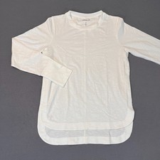 Johnnie-O Women's Sm Valerie LS T-Shirt Golf Pullover Modal White High Low Hem picture