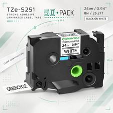 50PK Extra Strength TZ-S251 Label Tape 24mm Wide for Brother P-Touch PT-P900W picture