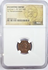 NGC Certified Justinian I AD 527-565 AE Pentanummium Byzantine - Medium Grade picture
