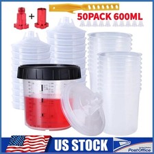50pack Disposable Paint Spray Gun Cup Liners and Lid System (125 Mic) 20oz 600ML picture