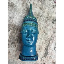 Aldo Londi for Bitossi Mid Century Blue Buddha Bust Limited Edition 95/669 picture