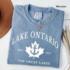 Lake Ontario Est 1615 Great Lakes Quiet Activism Vintage Canada Nature T-Shirt picture