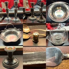 Vintage Sterling Silver Basket Candlesticks Candelabras Candy Creamer Lot 14 pcs picture