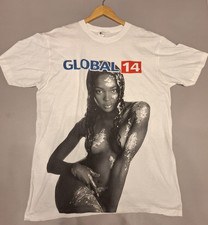Vintage Naomi Campbell Global 14 T-Shirt XL White Supermodel Y2K Graphic Tee picture