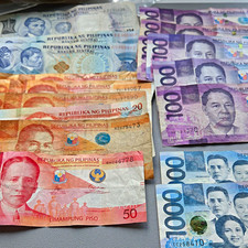 Philippines Banknotes Mixed Lot ₱1 ₱2 ₱20 ₱50 ₱100 ₱1000 Circulated picture