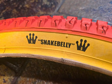 NOS Racing Snakebelly 26x2.125  Knobby Tires Red/Yellow Pair oldschool picture