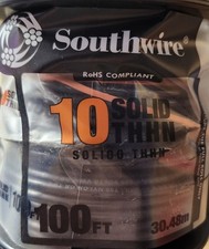 Southwire 11595608 Building Wire, Thhn, 10 Awg, 100 Ft, Black, Nylon Jacket, picture