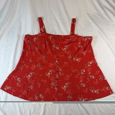 Torrid Adjustable Button Down Tank Top Women’s Size 1 Red Floral Lightweight picture