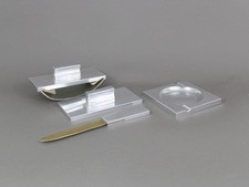 Solid Aluminum Desk Set French Modernist 4 Pc Office Accessories 1970s Vintage picture