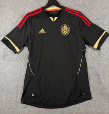 Mexico National Adidas Football Soccer Jersey Mens M Black Gold Embroidered Logo picture