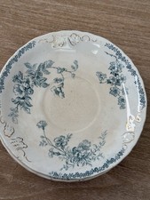 Antique John Edwards MAINE 5 Replacement Saucers Blue Transfer Gold Gilt c1890s picture