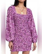 Free People Women's Floral Smocked Mini Dress Size Small NWT picture