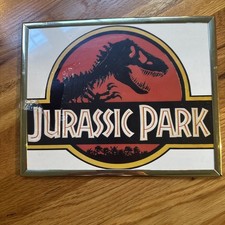Vtg Universal Studios Jurassic Park Logo Metal Framed Sign Exclusive 1992 10x8” picture
