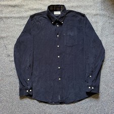 Barbour Corduroy Shirt Mens L Tailored Fit Blue Thin Wale Pinwale Button-Down picture