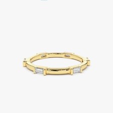 0.30 Ct Natural Baguette Cut Diamond Eternity Wedding Band Ring 14K Yellow Gold picture