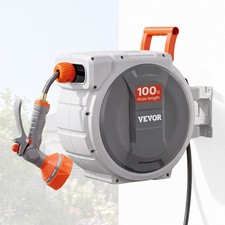 VEVOR Retractable Garden Hose Reel 5/8 In x 100 ft Wall Mounted Garden Hose Reel picture