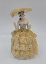 Vintage Porcelain Lace Lady Figurine Handpainted Japan 4.5
