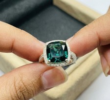 Vintage Cushion Cut Teal Sapphire Ring 925 Sterling Silver Gift For Her Ring. picture