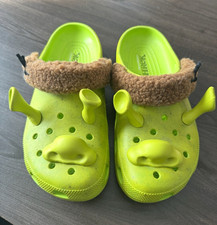 Crocs Shrek Clog Unisex Green Slip-On Strap Faux Fur Lined US 10 picture