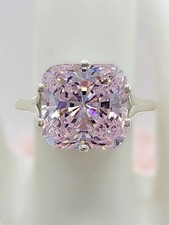 4.25Ct Lab Created Radiant Cut Pink Sapphire 14K White Gold FN Engagement Ring picture