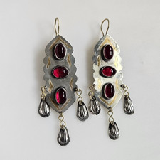 Colorful Turkmen earrings Afghan Silver and gold Tone earrings Boho jewelry picture