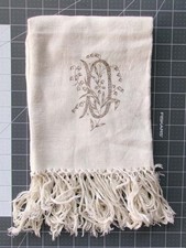 Antique Victorian Figural Linen Damask Show Towel Fancy Fringe Edwardian picture