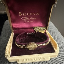 Vintage 1951 Bulova L1 Ladies Mechanical Watch Gold Tone Art Deco w/ Box Unteste picture