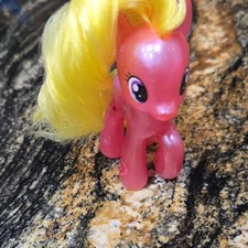 My Little Pony Vintage Pink Pony Figure w/ Yellow Hair & Cherry Berry glossy picture