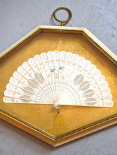 Stunning Framed Victorian Hand painted Folding Fan with intricate Detail  picture