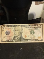 2021 Binary $10 Bill Serial Number Qf51151111A picture