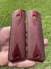 Colt 1911 Grips Altamont Rosewood Checkered Double Diamond Border Full Size Govt picture
