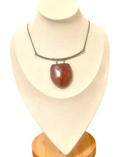 Vintage GENUINE COGNAC AMBER Beautiful Modernist style RARE 925 Silver Necklace picture