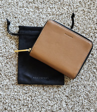 All Saints Lena Hex Zip Around Leather Wallet Sepia Brown and Black NWOT picture