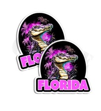 Florida sticker Pink Gator Florida vinyl decal novelty laptop 2 PACK picture