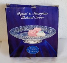Crystal & Silverplate Pedestal Server picture