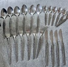 Vintage Riviera Monterey Scroll Stainless Flatware MCM 22 pc Silverware Japan picture