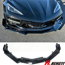 For 20-27 Corvette C8 Z51 Z07 Canard Style Gloss Black Front Bumper Lip Splitter picture