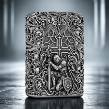 Zippo Knight of the Cross Heavy Armor Handmade Medieval Lighter Collectible Gift picture