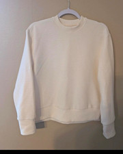 CALIA Women's White Crew Neck Pullover Sweatshirt Solid Knit Long Sleeve XS picture
