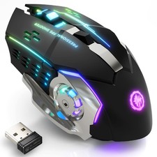 MELOGAGA Wireless Gaming Mouse Bluetooth/2.4G RGB Rechargeable -Black Black picture