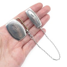 HICKOK Sterling Silver Antique Beltogram Pocket Watch Belt Buckle & Loop Chain picture