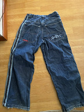 JNCO Men's Blue Dark Wash Wide-Leg Relaxed Fit Denim Jeans Logo 90s picture