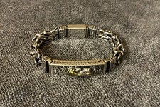 Heavy Men's S925 Sterling Silver Pixiu Byzantine Bracelet Buddhist Mantra Amulet picture