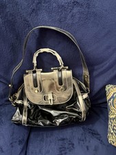 Gucci Pop Bamboo Dialux Coated Canvas Top Handle Shoulder Bag Black  Silver Read picture